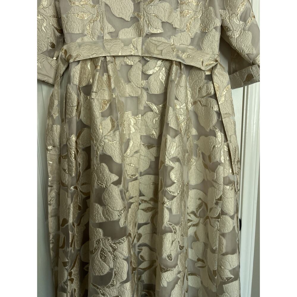 ALEX Evenings Jacquard Gold Mother Of The Bride Dress Gown Point Collar 14 16 - Picture 7 of 16